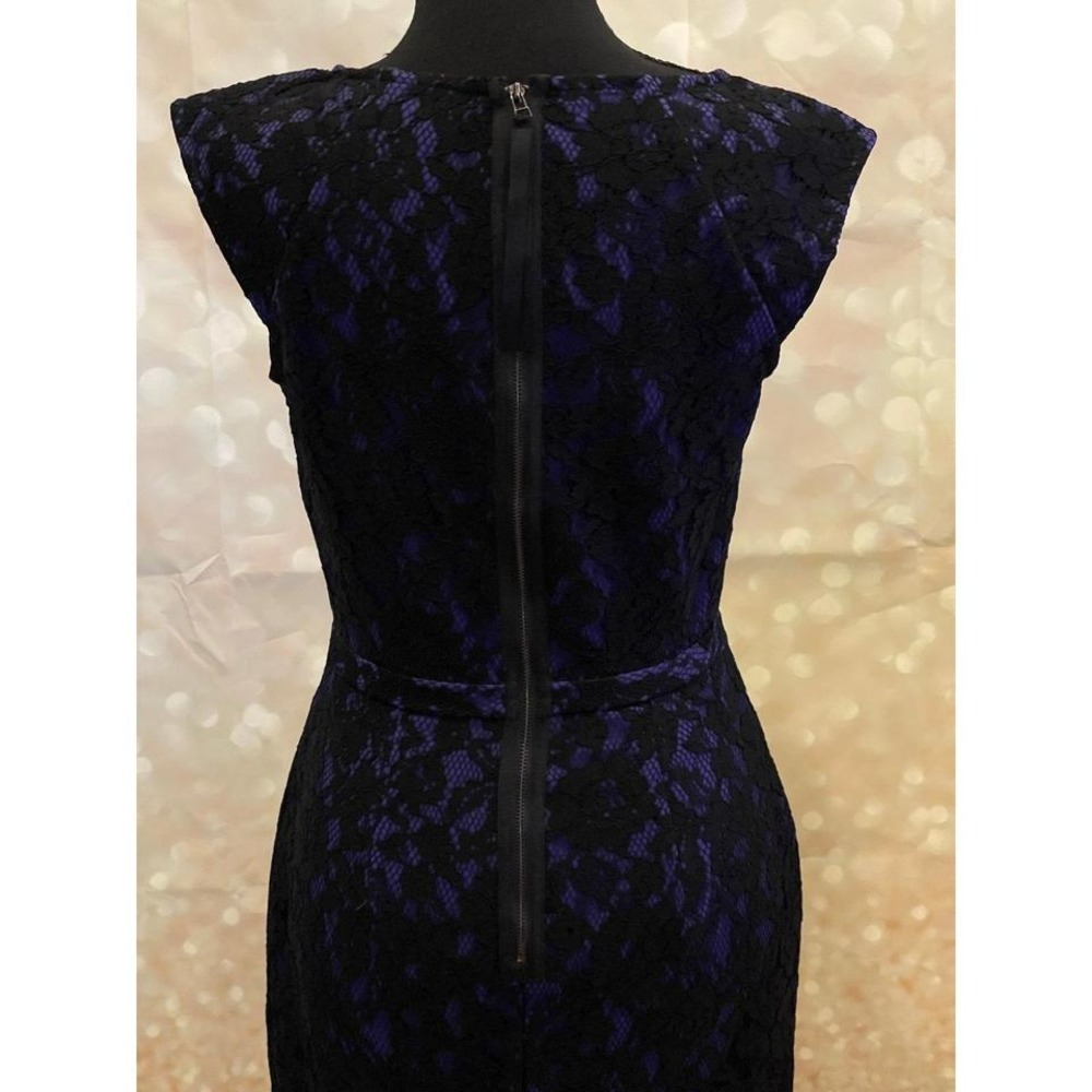 Simply Vera Vera Wang 2 Purple/Black Lace Knee Length BodyCon Zipper Back - Picture 5 of 7